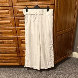 Women's Wide Leg Cream Pants